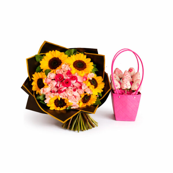 Bouquet y cartera de fresas